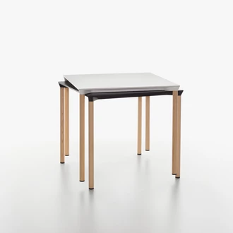 monza table square group table feets in ash natural table top in white and black