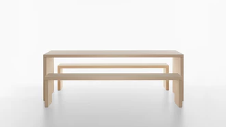 bench and bench table in massiv spruce group