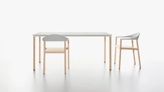 Monza armchair with wooden frame out of ash natural and rectangular monza table group