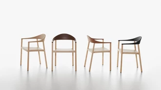 monza armchair group wooden frame out of ash natural and backrests in caramel, cafelatte, terra brown and black