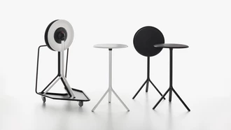 miura table round with trolley loaded