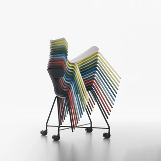 remo plastic stacked on remo trolley