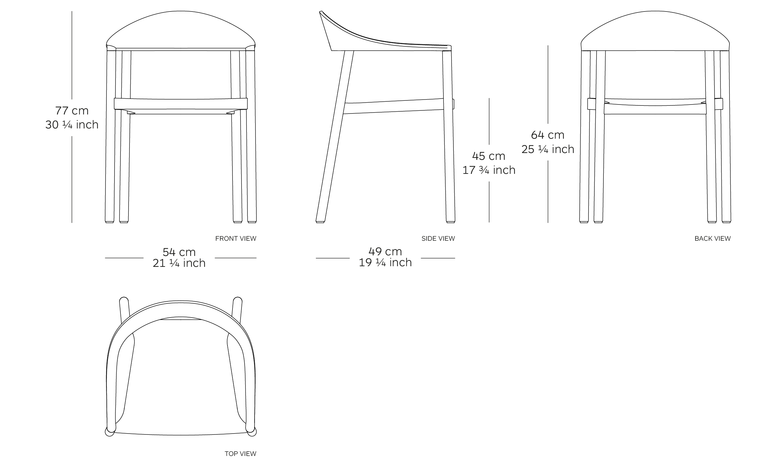 MOD. 1209-40 monza armchair dimensions