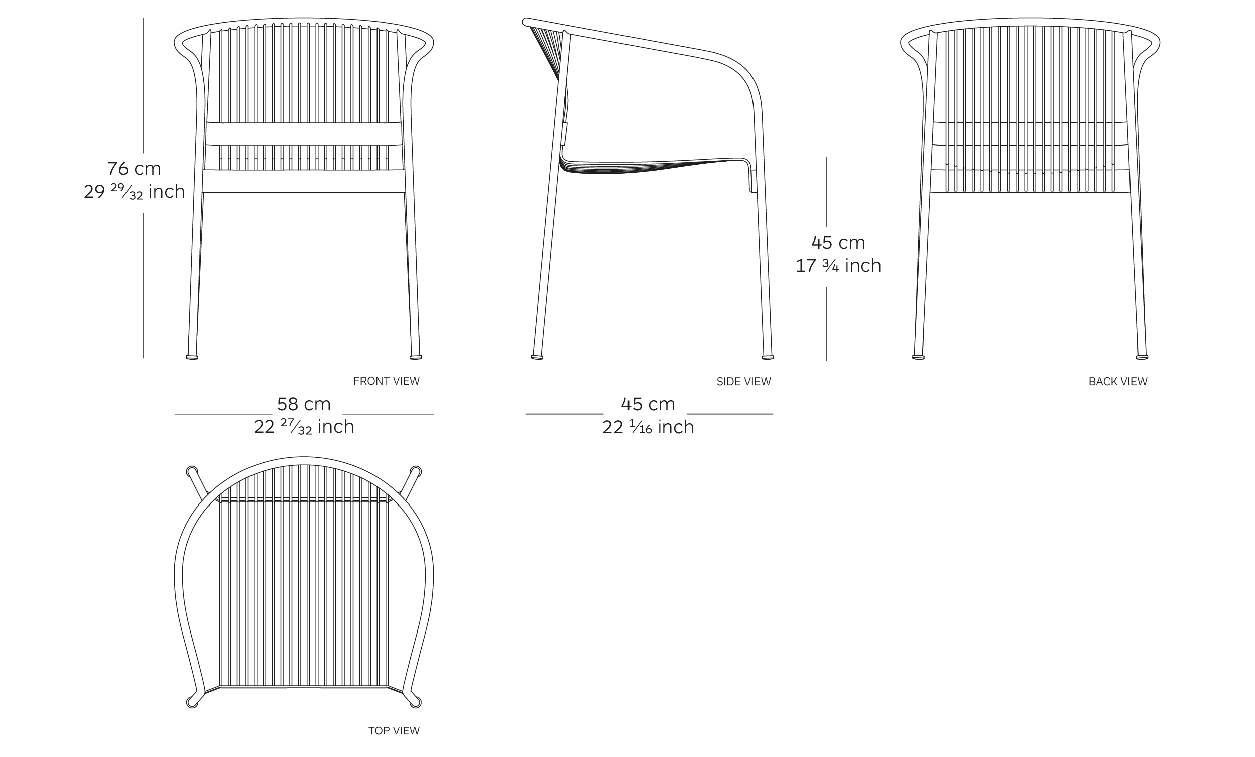 MOD. 1800-40 velit chair dimensions