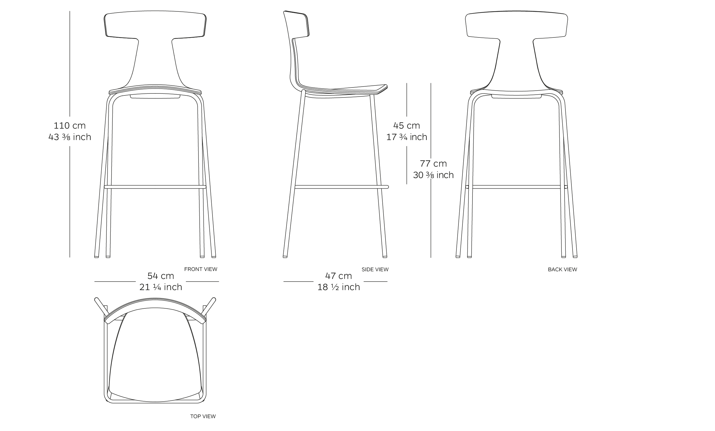 remo stool soft dimensions