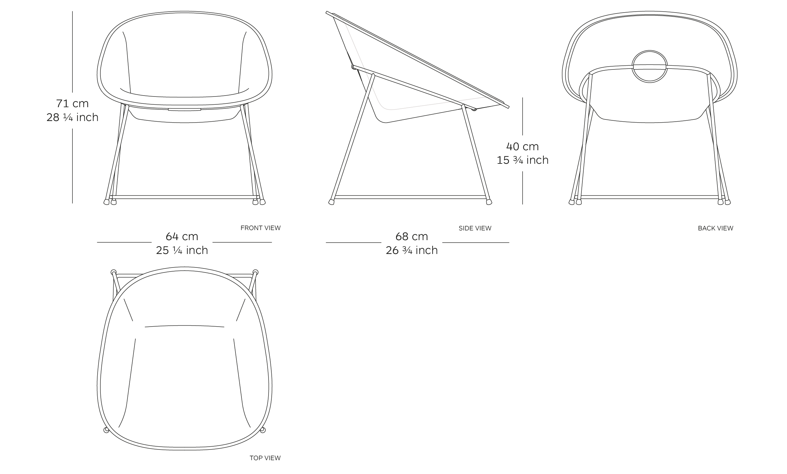 MOD. 1960-12 cup lounge dimensions