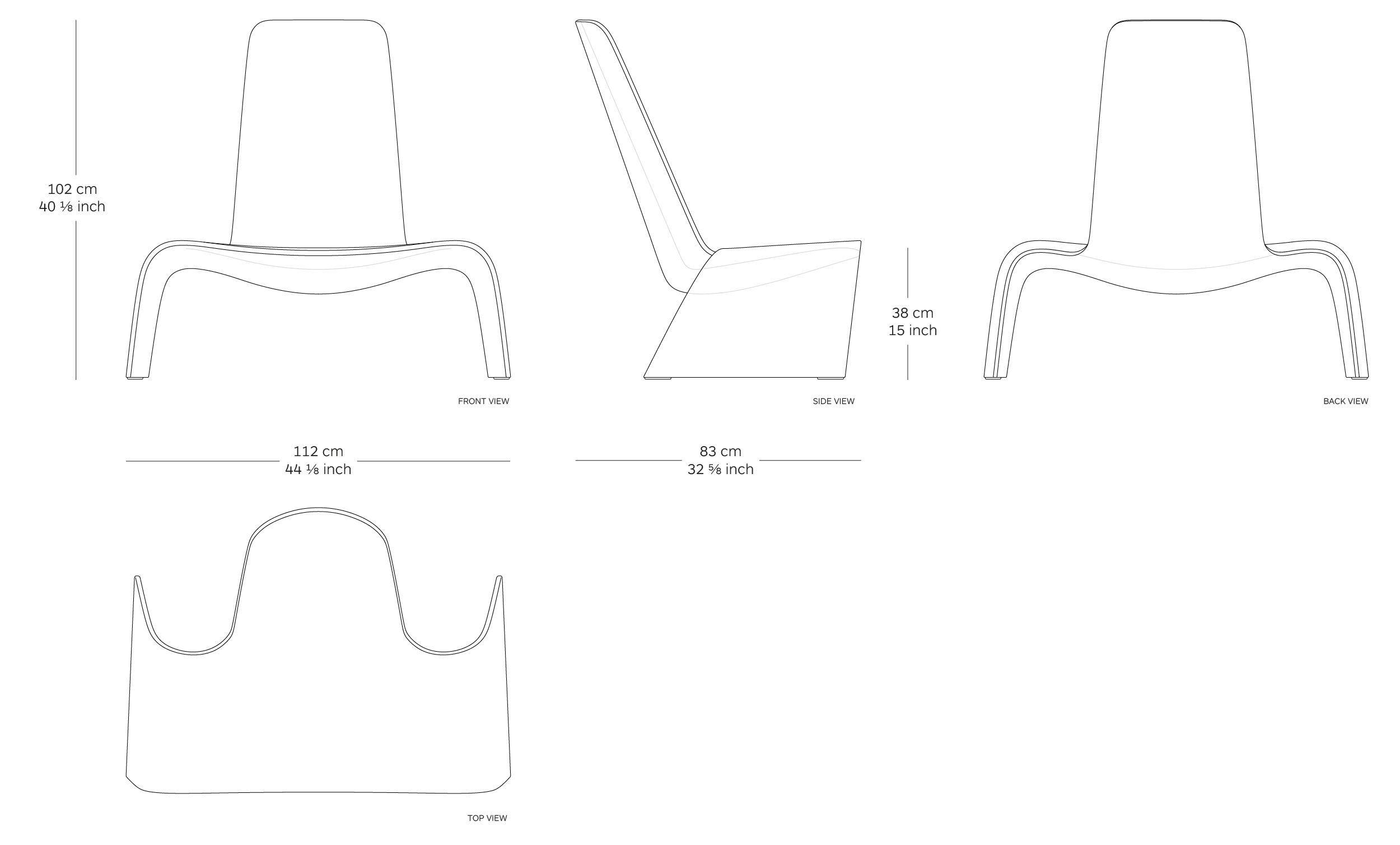 MOD. 1100-00 land lounge dimensions