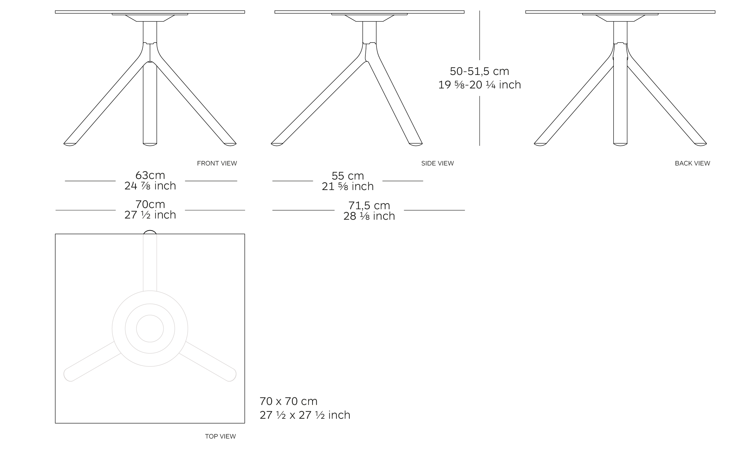MOD. 9580-51 miura table dimensions