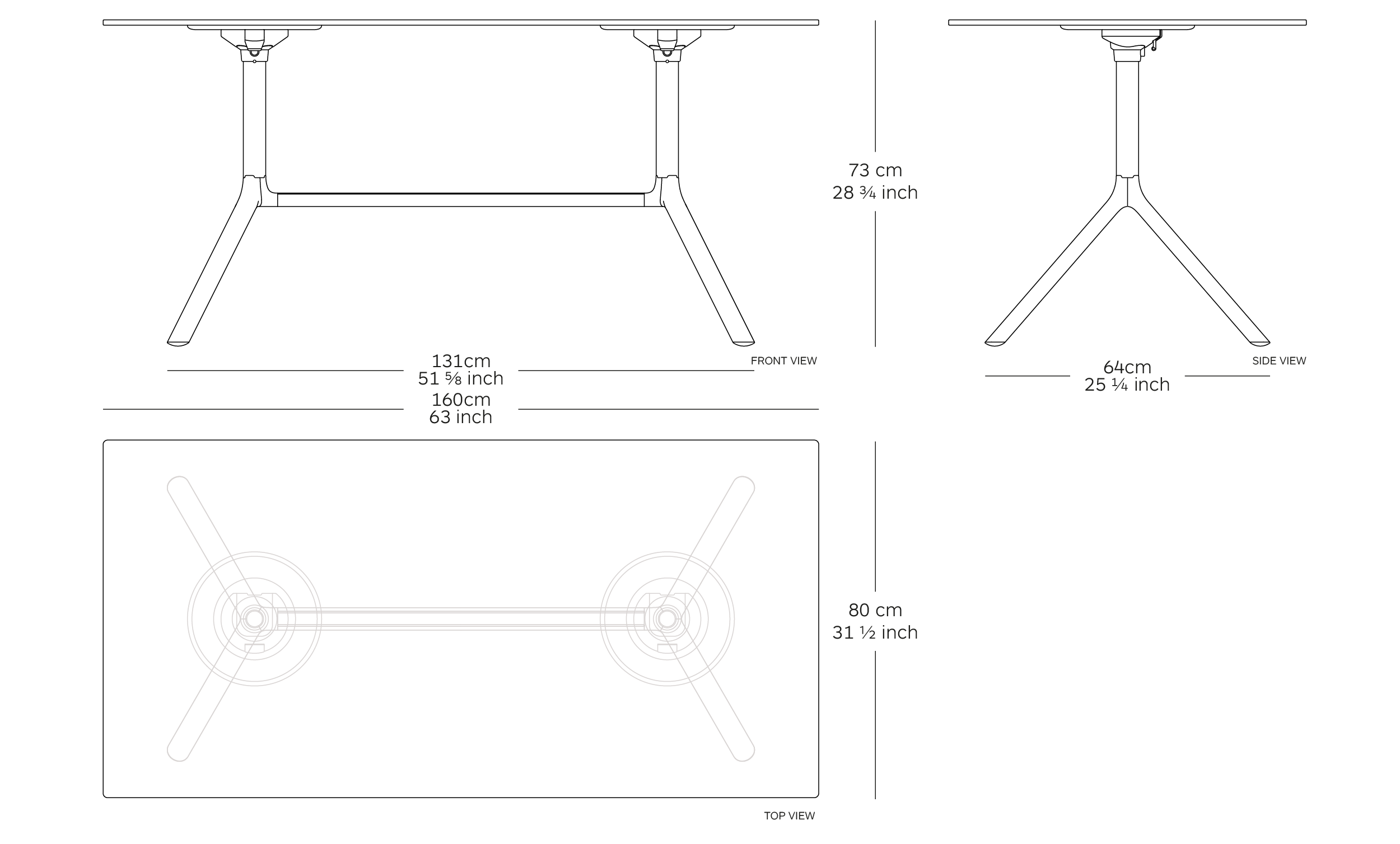 MOD. 9587-01 miura table dimensions