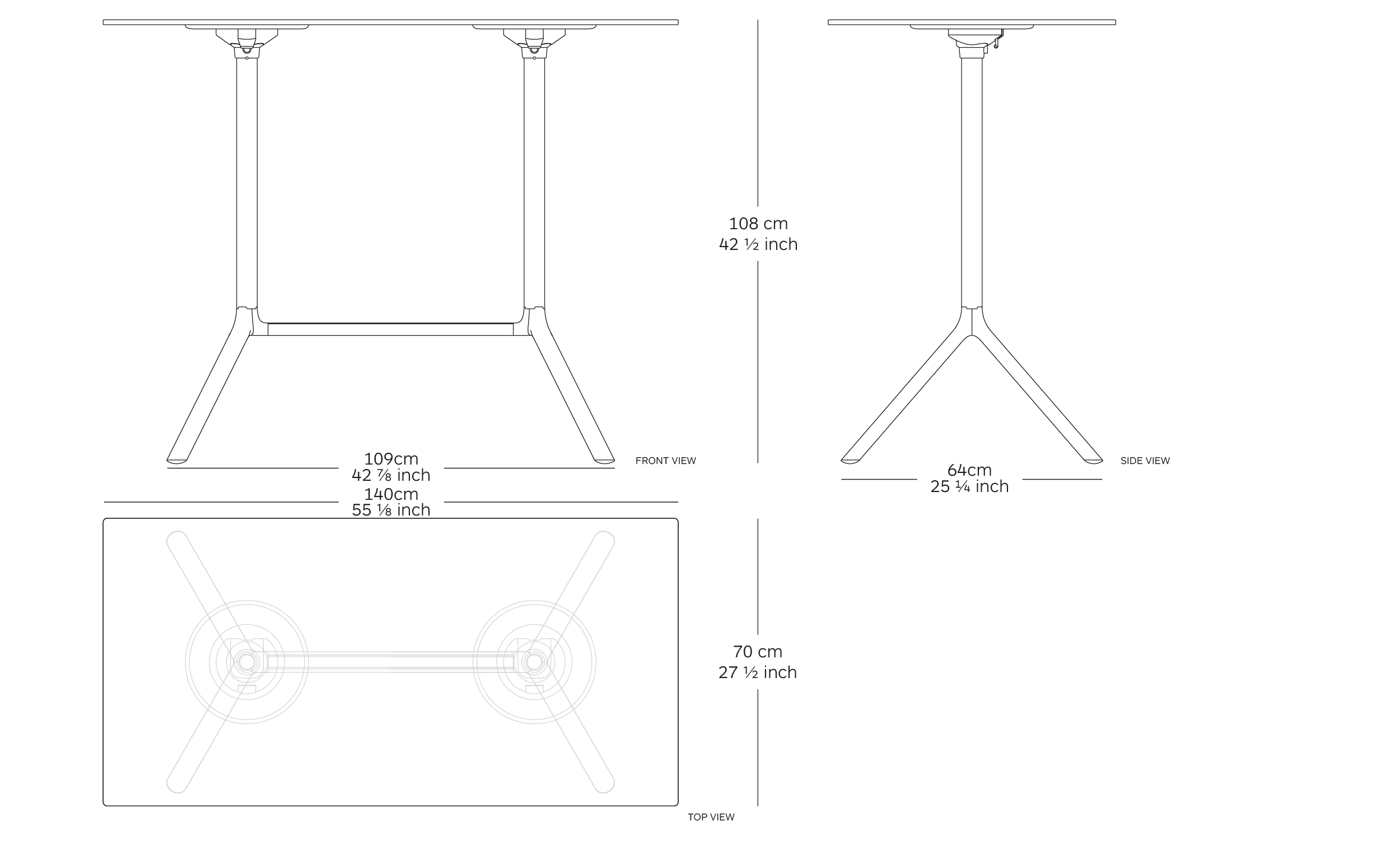 MOD. 9586-71 miura table dimensions