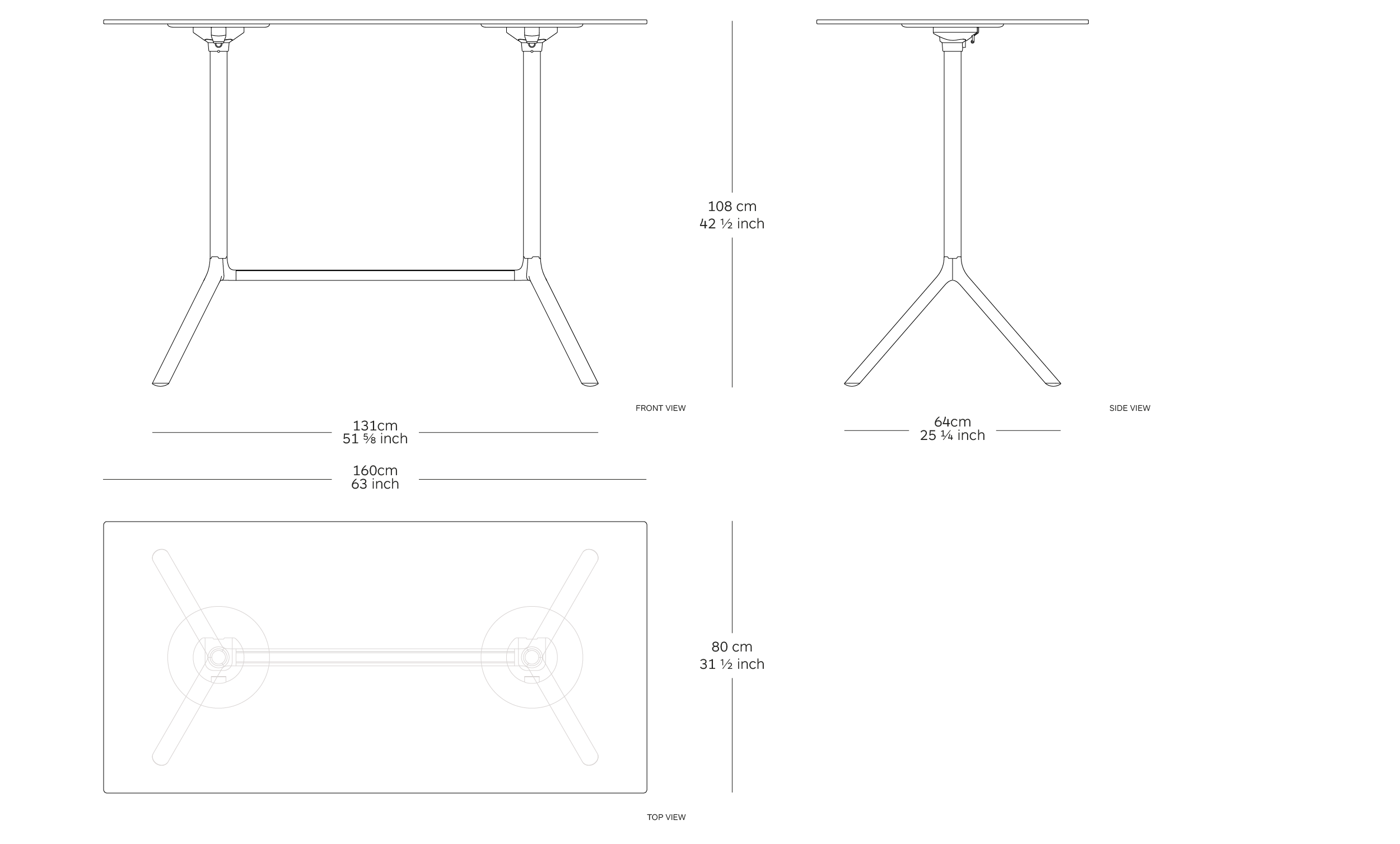 MOD. 9587-71 miura table dimensions