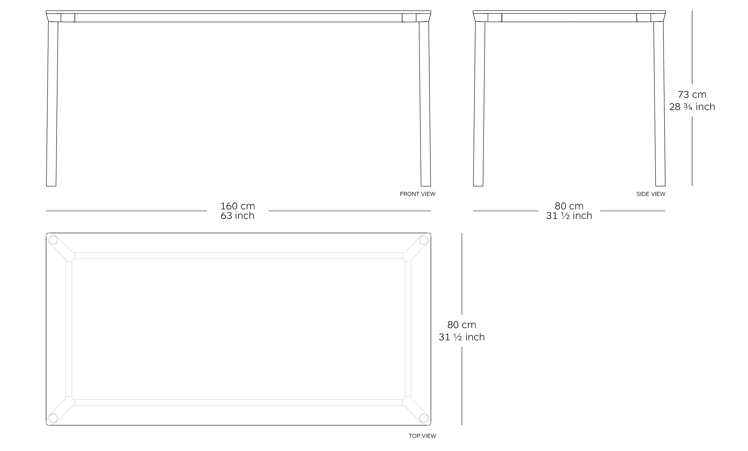 MOD. 9208-01 monza table dimensions