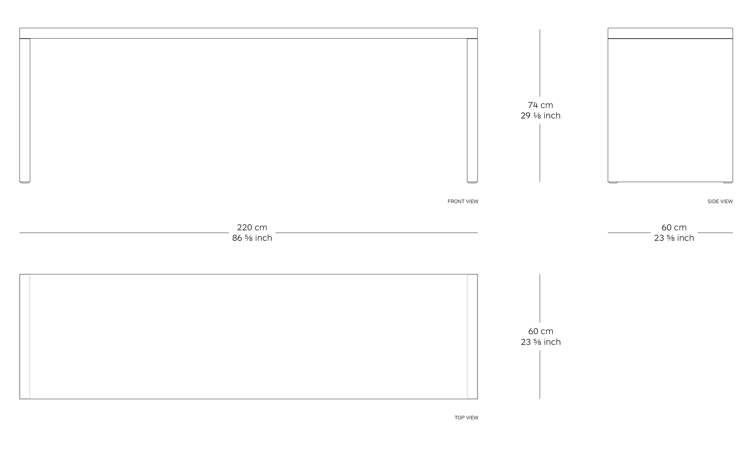 MOD. 0660-01 bench table dimensions