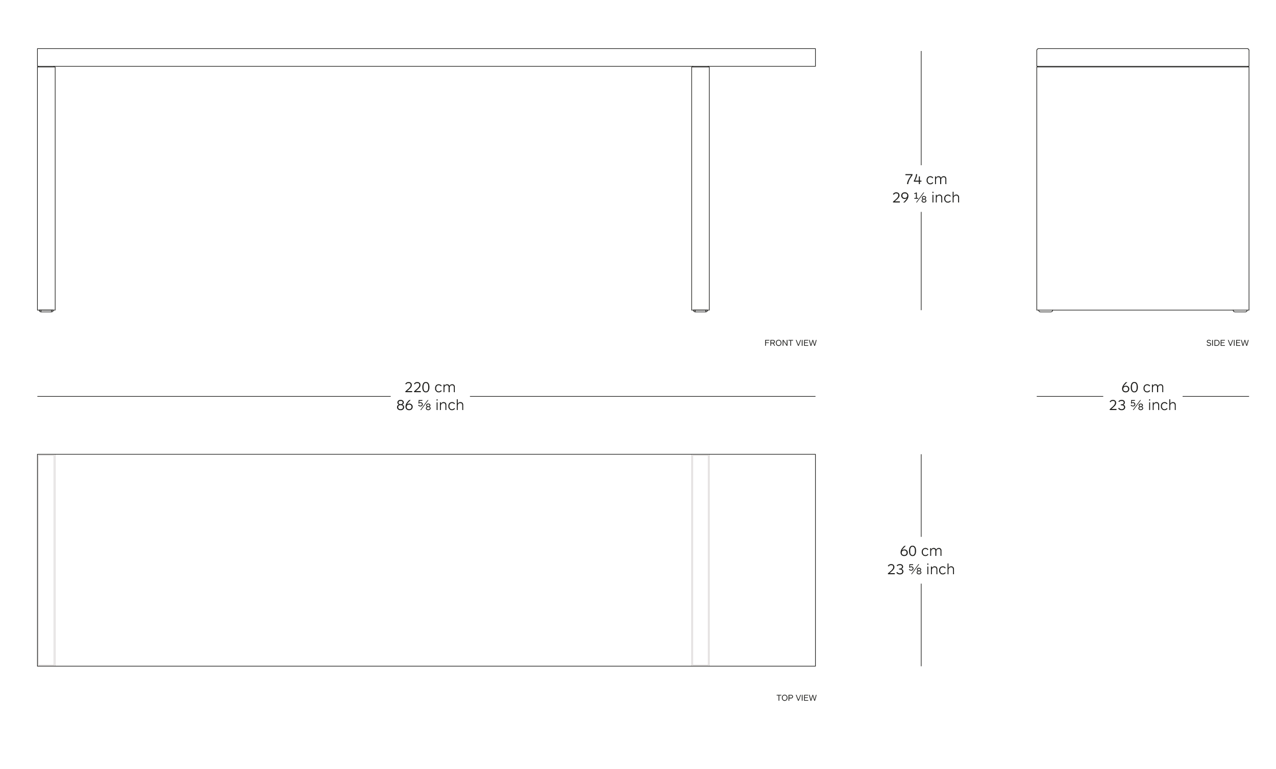 MOD. 0661-01 bench table dimensions
