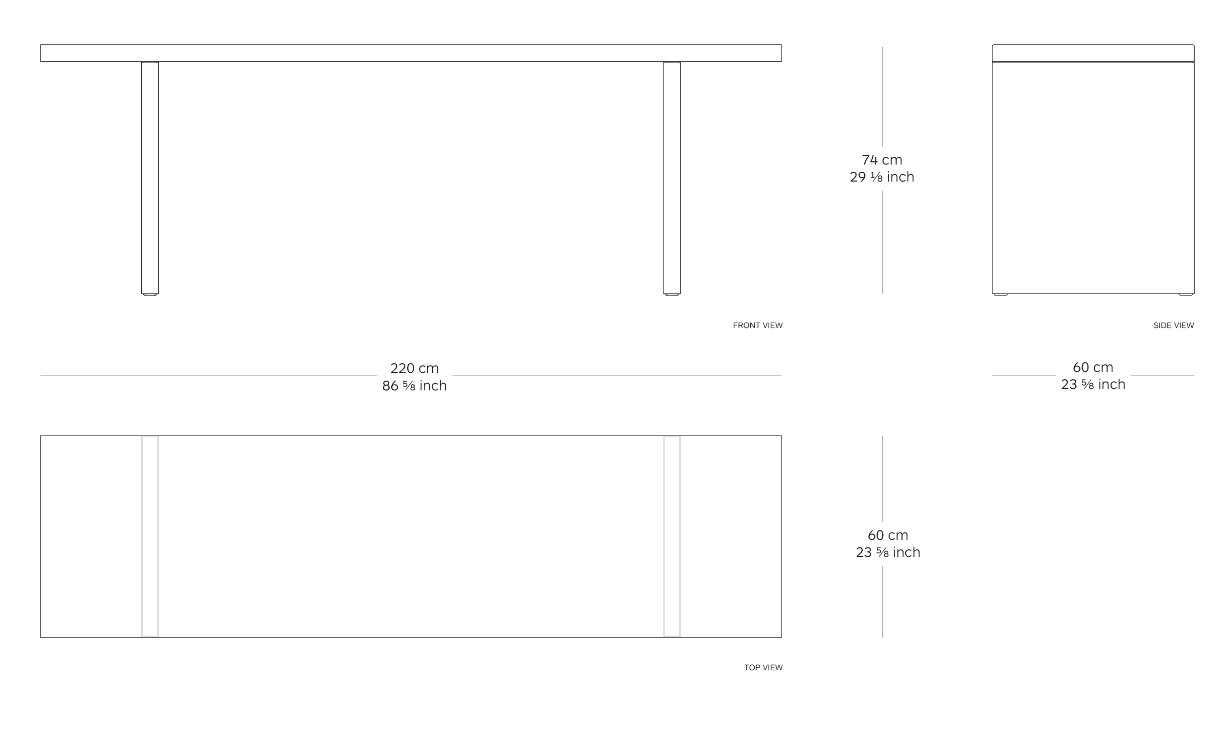 MOD. 0662-01 bench table dimensions