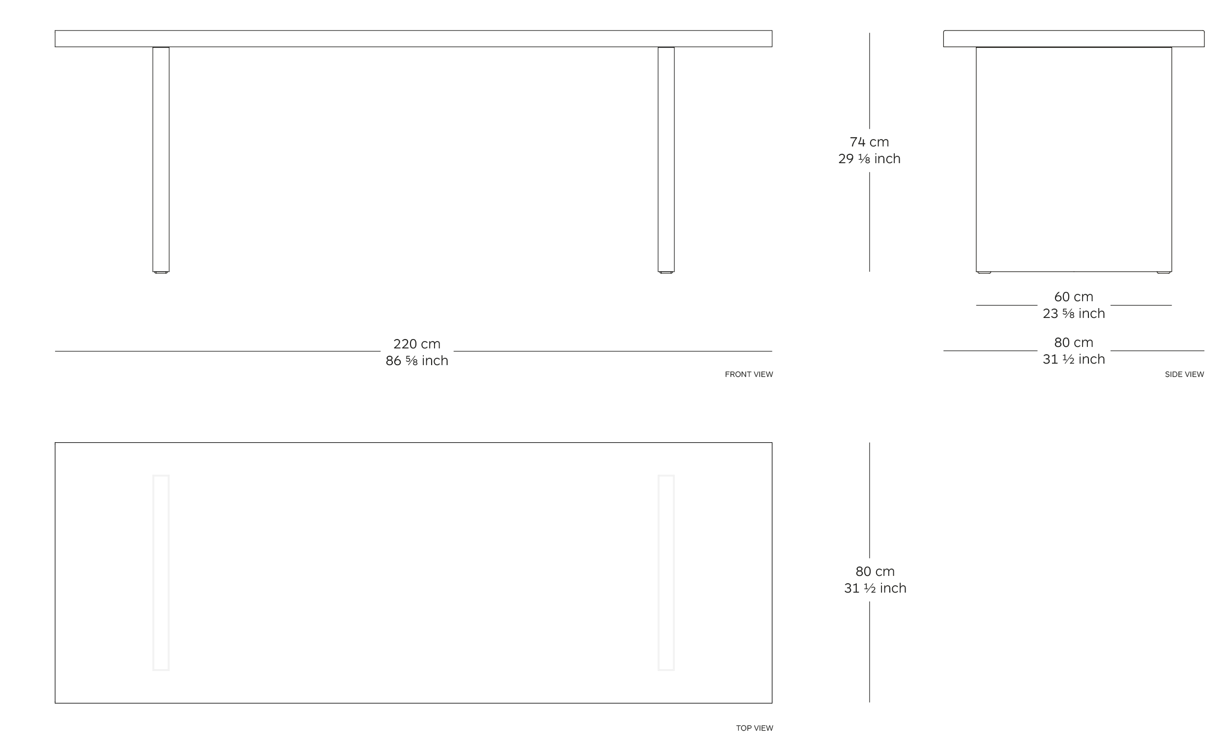 MOD. 0682-01 bench table dimensions