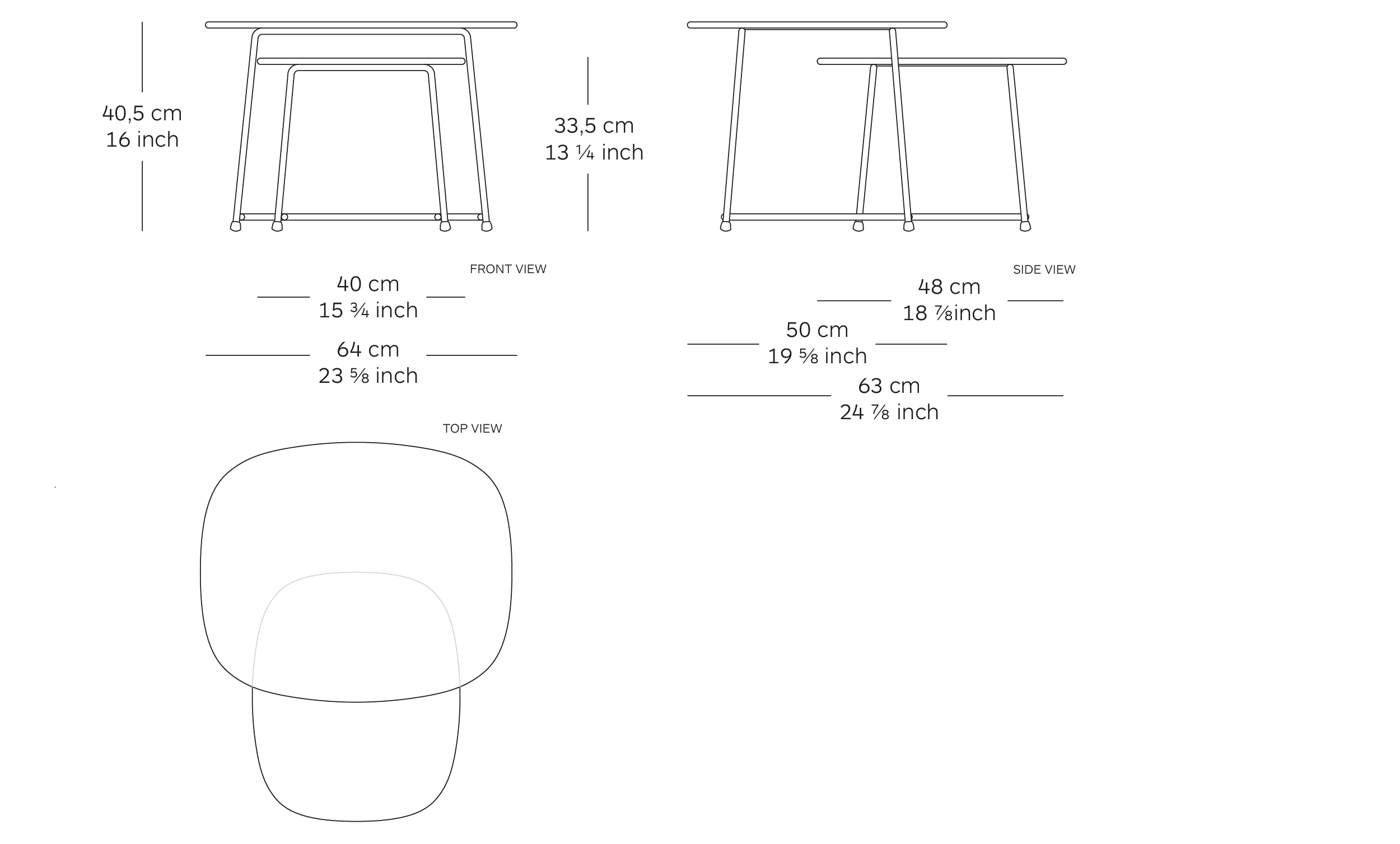 MOD. 9100-51 cup lounge table dimensions