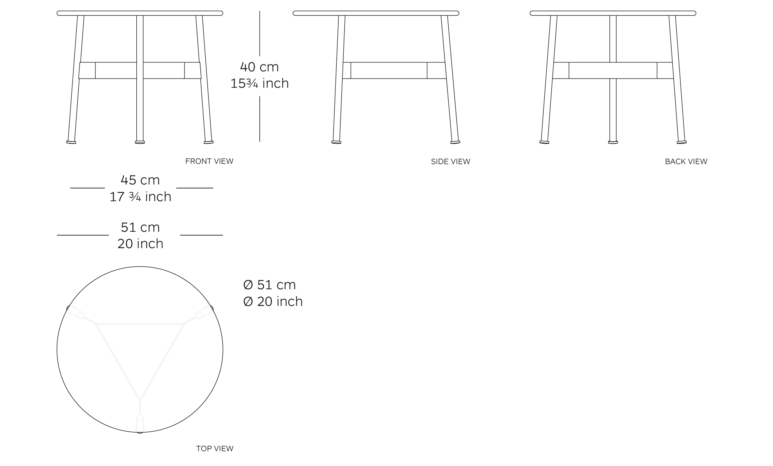 MOD. 9150-50 Velit side table dimensions